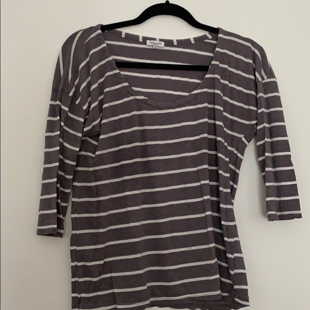 Splendid 3 quarter sleeve scoop neck striped tee
